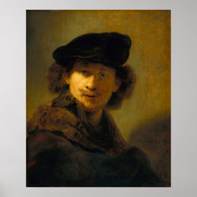 Poster Rembrandt - Autoportrait Avec Beret Velours (Devant)