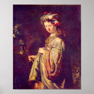 Poster Rembrandt - Flora (portrait de Saskia en Flore)