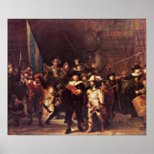 Poster Rembrandt Harmenszoon van Rijn - La Veille nocturn