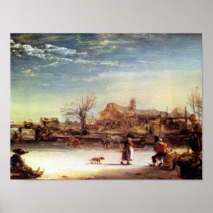 Poster Rembrandt Harmenszoon van Rijn - Paysage hivernal