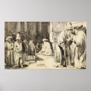 Poster Rembrandt - Juifs dans la synagogue