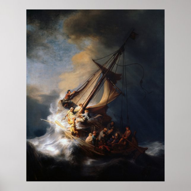 Poster Rembrandt La tempête sur la mer de Galilée (Devant)