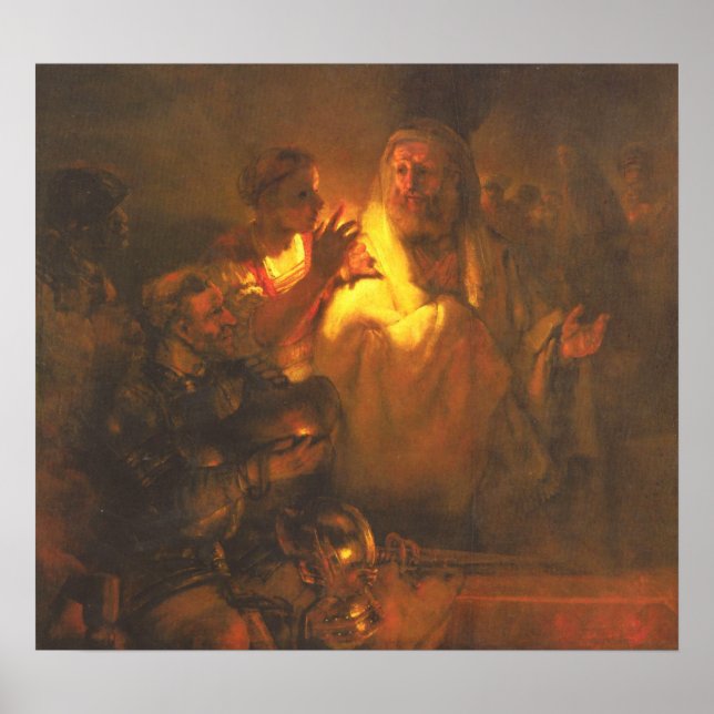 Poster Rembrandt - L'apôtre Pierre a refusé le Christ (Devant)