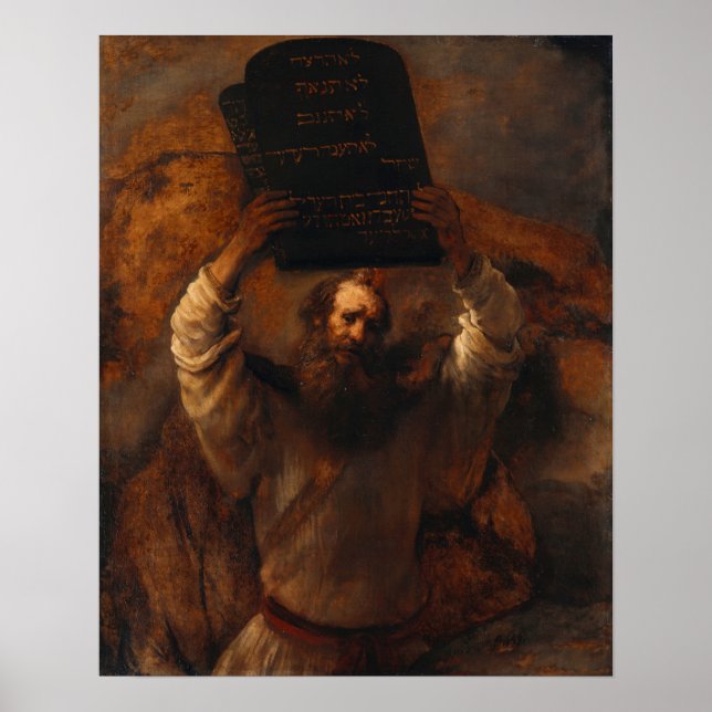 Poster Rembrandt - Moïse avec les dix commandements (Devant)