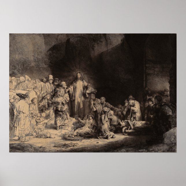 Poster Rembrandt - Prêche du Christ, Cent Guilder Prin (Devant)