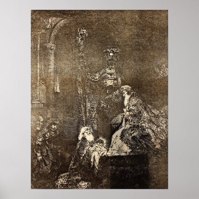 Poster Rembrandt - Présentation Au Temple De Façon Noire (Devant)
