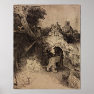 Poster Rembrandt - Saint Jérôme Dans Paysage Italien