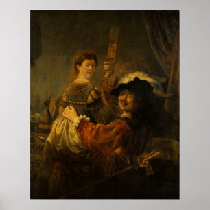 Poster Rembrandt - Saskia et l'artiste dans une scène de 
