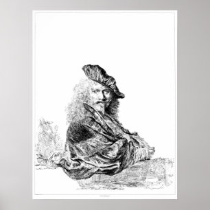 Poster Rembrandt Self Portrait Etching