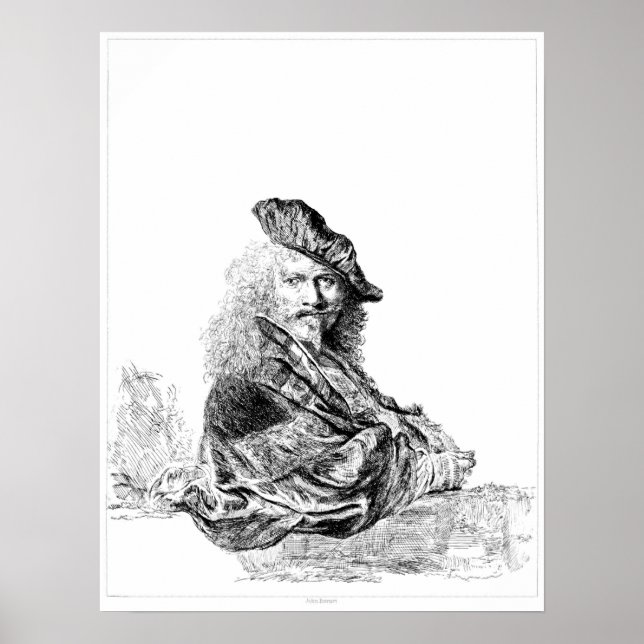Poster Rembrandt Self Portrait Etching (Devant)