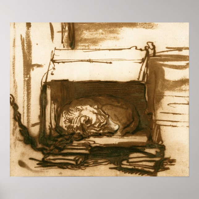 Poster Rembrandt - Sleeping Watchdog (Devant)