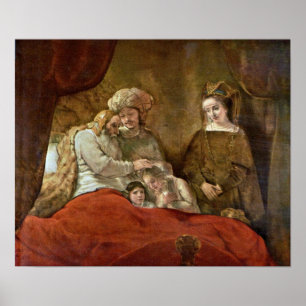Poster Rembrandt Van Rijn - Jacob bénissant les fils