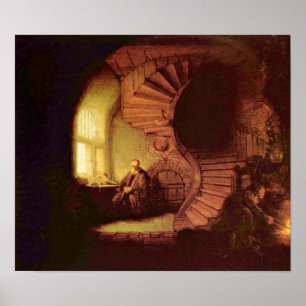 Poster Rembrandt Van Rijn - philosophe dans la méditation