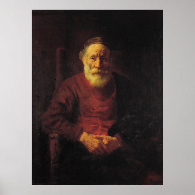 Poster Rembrandt Van Rijn, Un vieil homme en rouge (Devant)