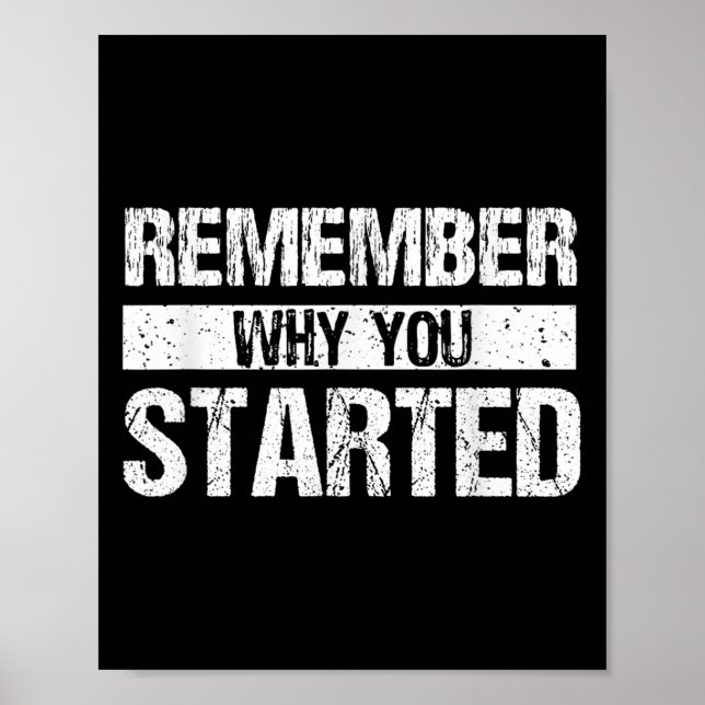 Poster Remember Why You Started - Distressed - Motivation (Devant)