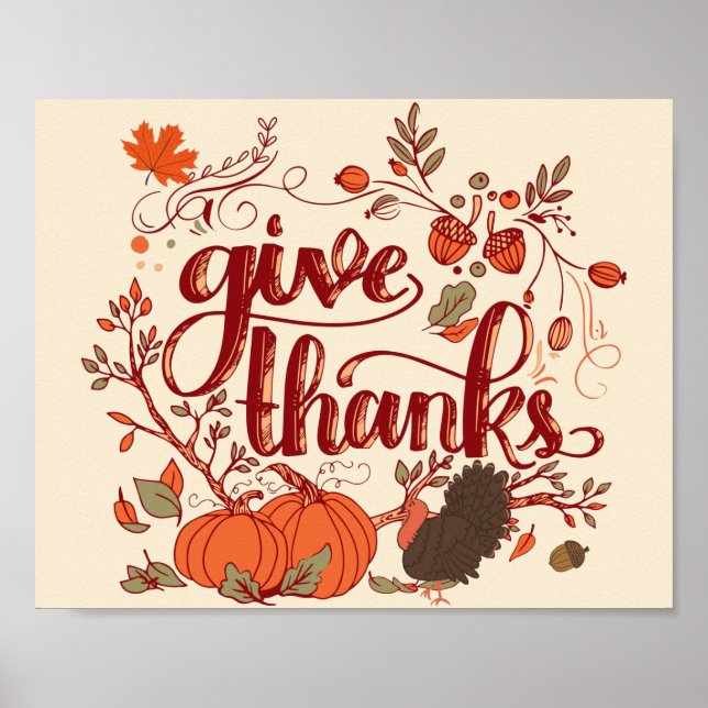 Poster Remercie la récolte d'automne, Turquie Thanksgivin (Devant)