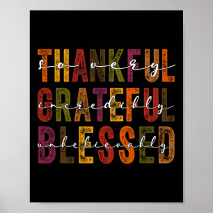 Poster Remercié Reconnaissant Bénis Thanksgiving Hommes F