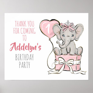 Poster Remerciement pour fête d'anniversaire de princesse