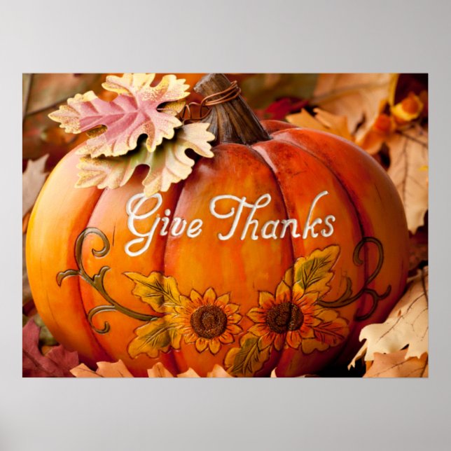 Poster Remerciements Beau Citrouille de Thanksgiving (Devant)