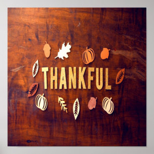 Poster Remerciements Thanksgiving Fall Leaves Citrouille