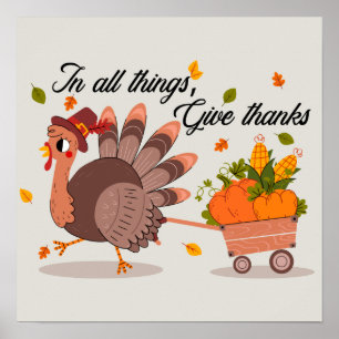 Poster remercier Thanksgiving turkey