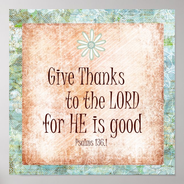 Poster Remerciez le Seigneur Bible Verse (Devant)