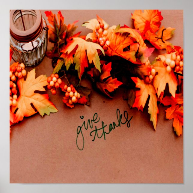 Poster Remerciez-nous avec les feuilles de automne Thanks (Devant)