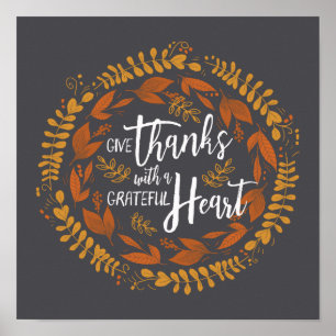 Poster Remerciez-vous avec une Grateful Heart Art Print