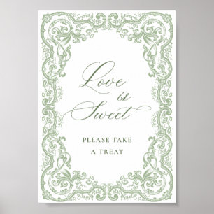 Poster Renaissance Ornate Sage Vert Floral L'amour est do
