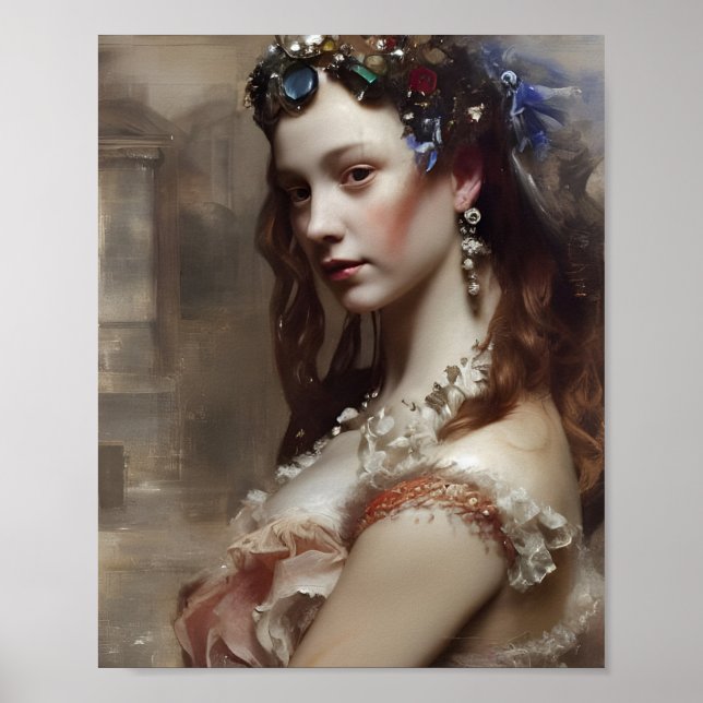 Poster Renaissance Princesse AI générée art imaginaire (Devant)