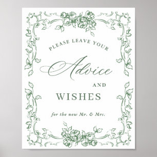 Poster Renaissance Sage vert Ornat Conseils et souhaits