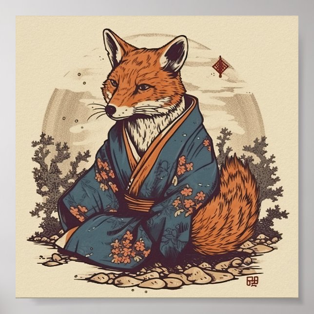 Poster Renard à la japonaise (Devant)