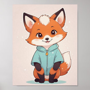 Poster Renard adorable en sweat à capuche - Jolie décorat