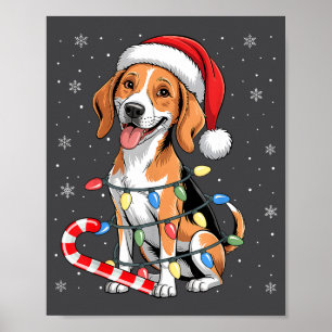 Poster Renard américain Chien Noël laid Canne en bonbon T