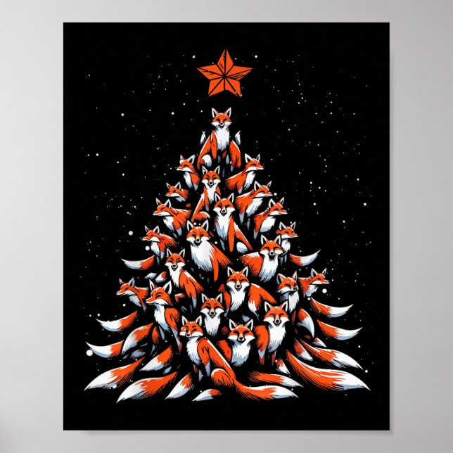 Poster Renard Arbre de Noël Fox Xmas Arbre Femmes &amp; G (Devant)