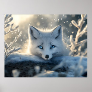 Poster Renard arctique aux yeux bleus submergeants