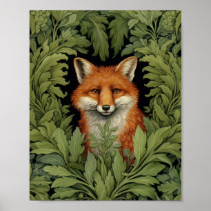 Poster Renard Art nouveau dans la forêt