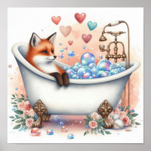 Poster Renard au bain moussant