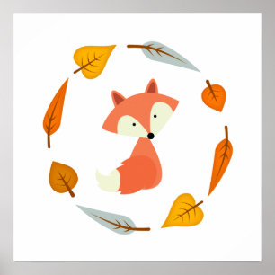 Poster Renard bébé d'automne