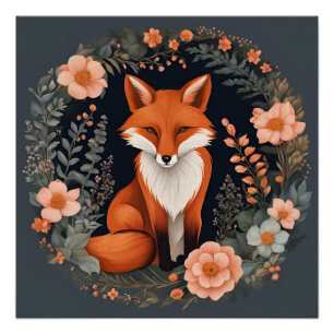 Poster Renard de Cottagecore