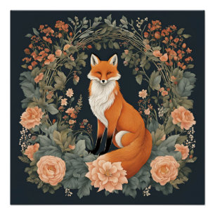 Poster Renard de Cottagecore