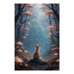 Poster Renard de forêt mystique