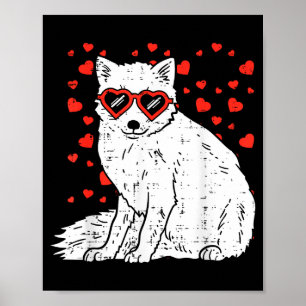 Poster Renard de neige arctique Gles de la Saint-Valentin