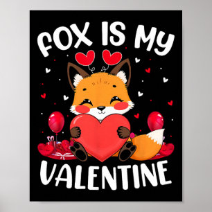 Poster Renard est mon amour de la Saint-Valentin Cœurs de
