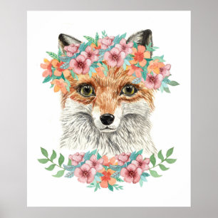 Poster Renard floral