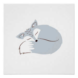 Poster Renard gris boisé