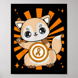 Poster Renard Mignon Et Ruban Orange Pour La Sensibilisat