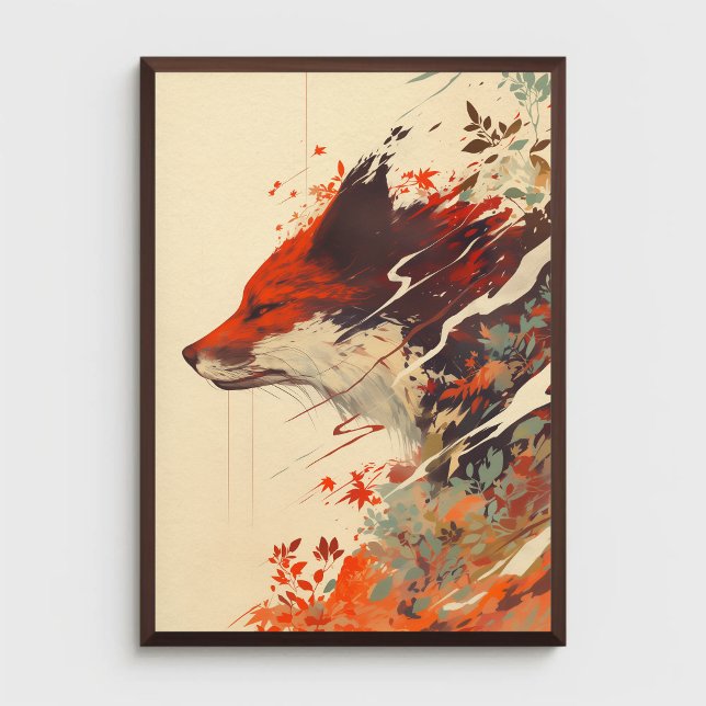 Poster Renard rouge à l'automne laisse étonnant animal sa (Créateur téléchargé)