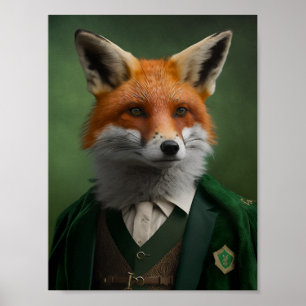 Poster Renard rouge dans un costume vert St. Patrick's Da