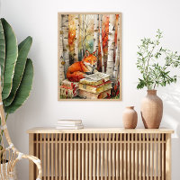 Renard rustique vintage Livres Bois automne